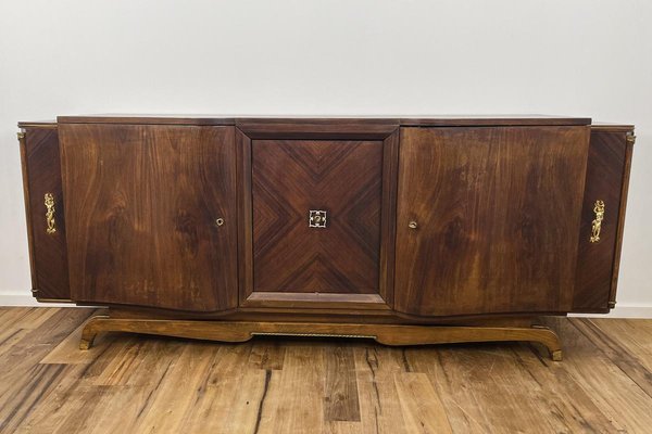 Large Parisian Art Deco Sideboard with Curved Fronts in Rosewood, 1920s-VMP-1061478