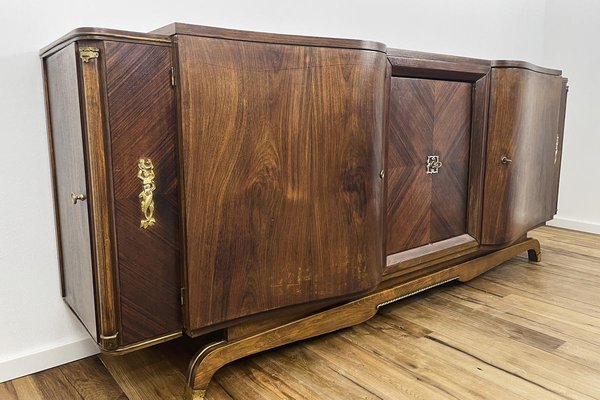 Large Parisian Art Deco Sideboard with Curved Fronts in Rosewood, 1920s-VMP-1061478