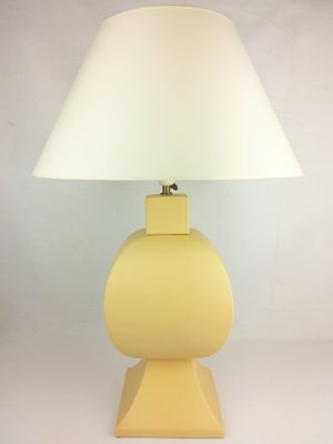 Large Pastel Yellow Ceramic & Earthenware Table Lamp from Faïencerie Charolles, 1980s-YBU-691610