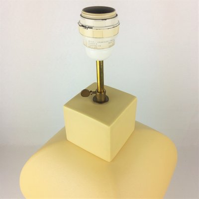 Large Pastel Yellow Ceramic & Earthenware Table Lamp from Faïencerie Charolles, 1980s-YBU-691610