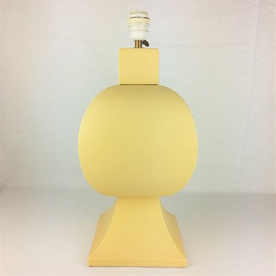 Large Pastel Yellow Ceramic & Earthenware Table Lamp from Faïencerie Charolles, 1980s-YBU-691610