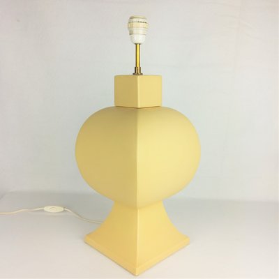 Large Pastel Yellow Ceramic & Earthenware Table Lamp from Faïencerie Charolles, 1980s-YBU-691610