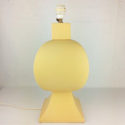 Large Pastel Yellow Ceramic & Earthenware Table Lamp from Faïencerie Charolles, 1980s-YBU-691610