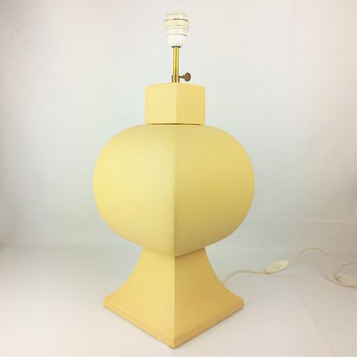 Large Pastel Yellow Ceramic & Earthenware Table Lamp from Faïencerie Charolles, 1980s-YBU-691610