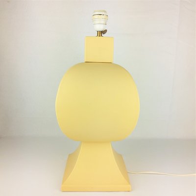 Large Pastel Yellow Ceramic & Earthenware Table Lamp from Faïencerie Charolles, 1980s-YBU-691610