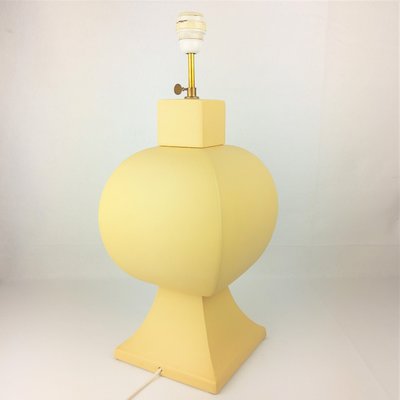 Large Pastel Yellow Ceramic & Earthenware Table Lamp from Faïencerie Charolles, 1980s-YBU-691610