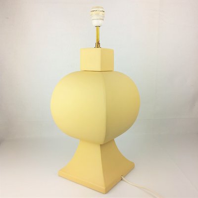 Large Pastel Yellow Ceramic & Earthenware Table Lamp from Faïencerie Charolles, 1980s-YBU-691610