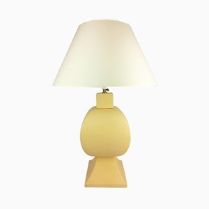 Large Pastel Yellow Ceramic & Earthenware Table Lamp from Faïencerie Charolles, 1980s-YBU-691610