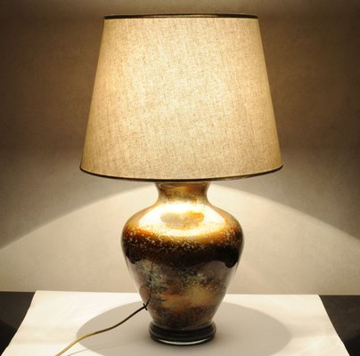 Large Patinated Glass Table Lamp from Laque Line, 1970s-IXK-745330