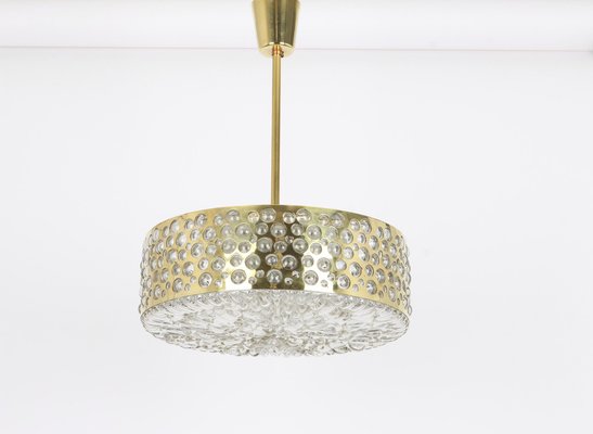 Large Pendant Light in Aged Brass Glass from Rupert Nikoll, Austria, 1960s-UGR-1085765