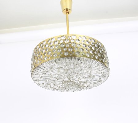 Large Pendant Light in Aged Brass Glass from Rupert Nikoll, Austria, 1960s-UGR-1085765