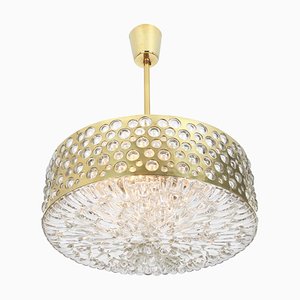 Large Pendant Light in Aged Brass Glass from Rupert Nikoll, Austria, 1960s-UGR-1085765