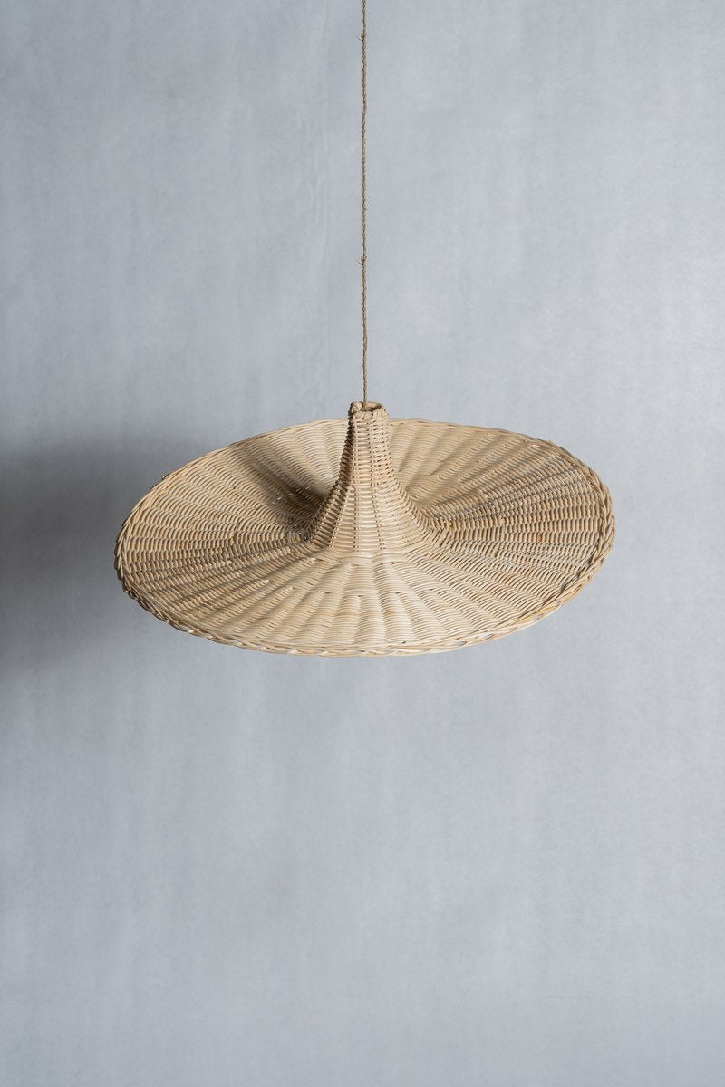 Large Pendant Light in Rattan in the Shape of a Hat