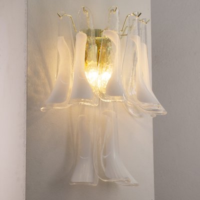 Large Petal Wall Light in Murano Glass with White Decoration, Italy, 1990s-MPO-1702181