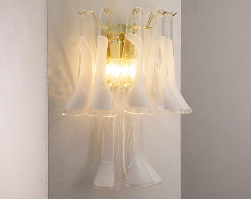 Large Petal Wall Light in Murano Glass with White Decoration, Italy, 1990s-MPO-1702181