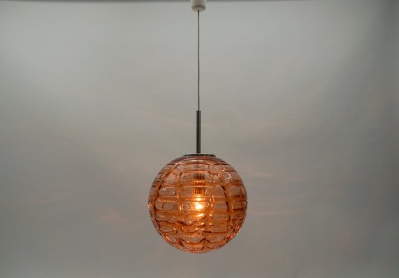 Large Pink Murano Glass Ball Pendant Lamp from Doria Leuchten, Germany, 1960s-KQB-1742717