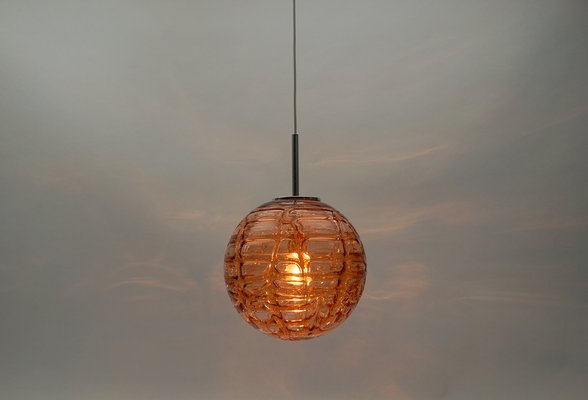 Large Pink Murano Glass Ball Pendant Lamp from Doria Leuchten, Germany, 1960s-KQB-1742717