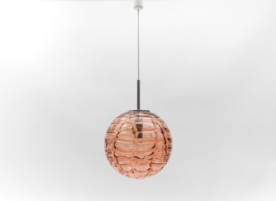 Large Pink Murano Glass Ball Pendant Lamp from Doria Leuchten, Germany, 1960s-KQB-1742717