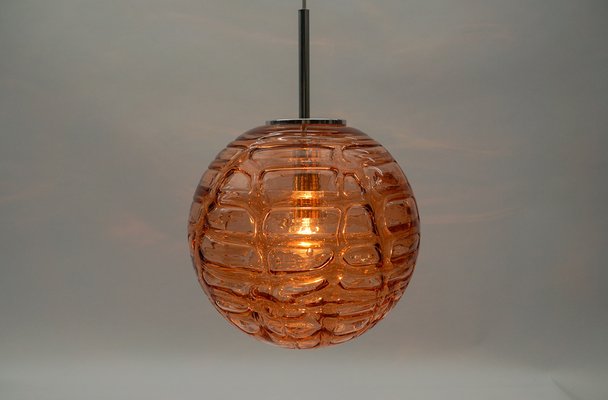 Large Pink Murano Glass Ball Pendant Lamp from Doria Leuchten, Germany, 1960s-KQB-1742717