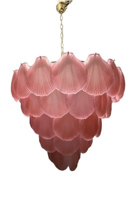 Large Pink Satinated Glass Shell Chandelier, 1980s-JJC-1790618