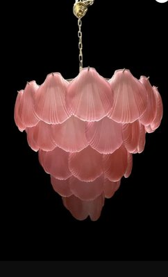 Large Pink Satinated Glass Shell Chandelier, 1980s-JJC-1790618