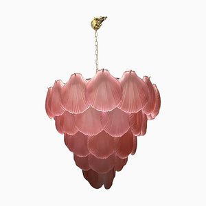 Large Pink Satinated Glass Shell Chandelier, 1980s-JJC-1790618