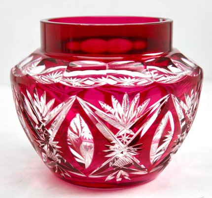 Large Pique Fleurs Vase in Cut-to-Clear Crystal with Grille from Val Saint Lambert, 1935-MJY-1371297