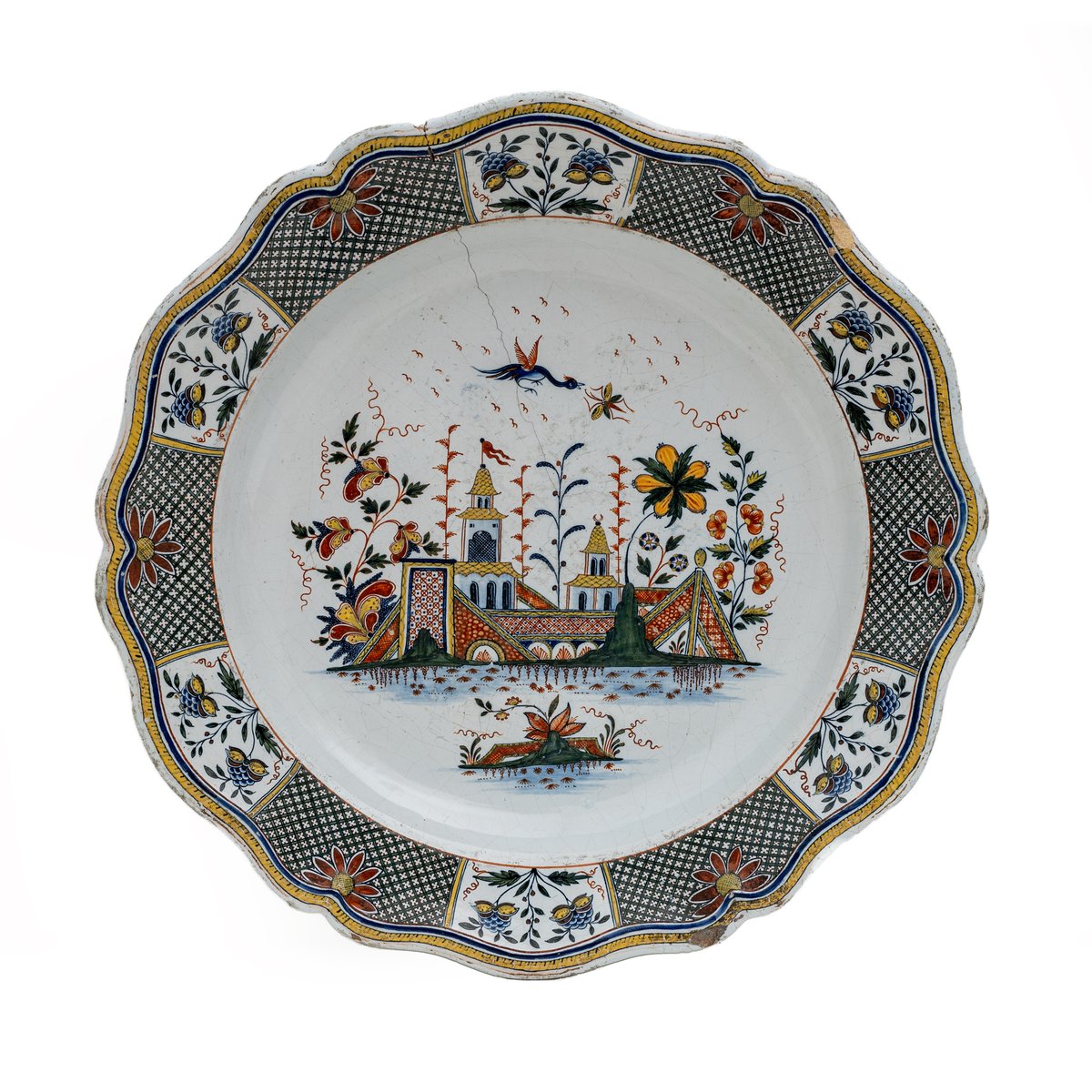 Large Plate from Jean-Baptiste Guillibaud, France, Rouen, 1730s