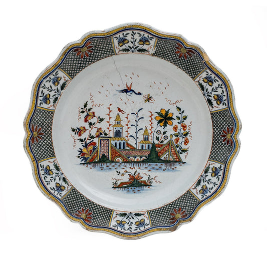 Large Plate from Jean-Baptiste Guillibaud, France, Rouen, 1730s