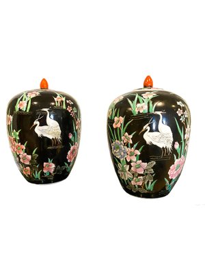 Large Poetic Potices in Chinese Porcelain, 1920s, Set of 2-OAQ-1759455