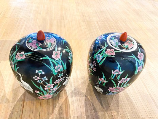 Large Poetic Potices in Chinese Porcelain, 1920s, Set of 2-OAQ-1759455