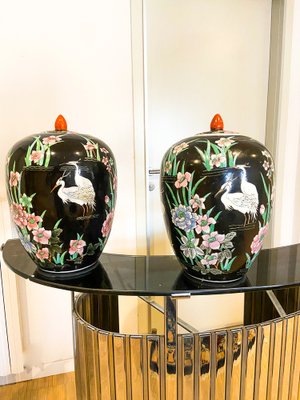 Large Poetic Potices in Chinese Porcelain, 1920s, Set of 2-OAQ-1759455