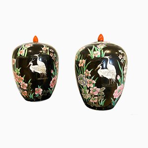 Large Poetic Potices in Chinese Porcelain, 1920s, Set of 2-OAQ-1759455