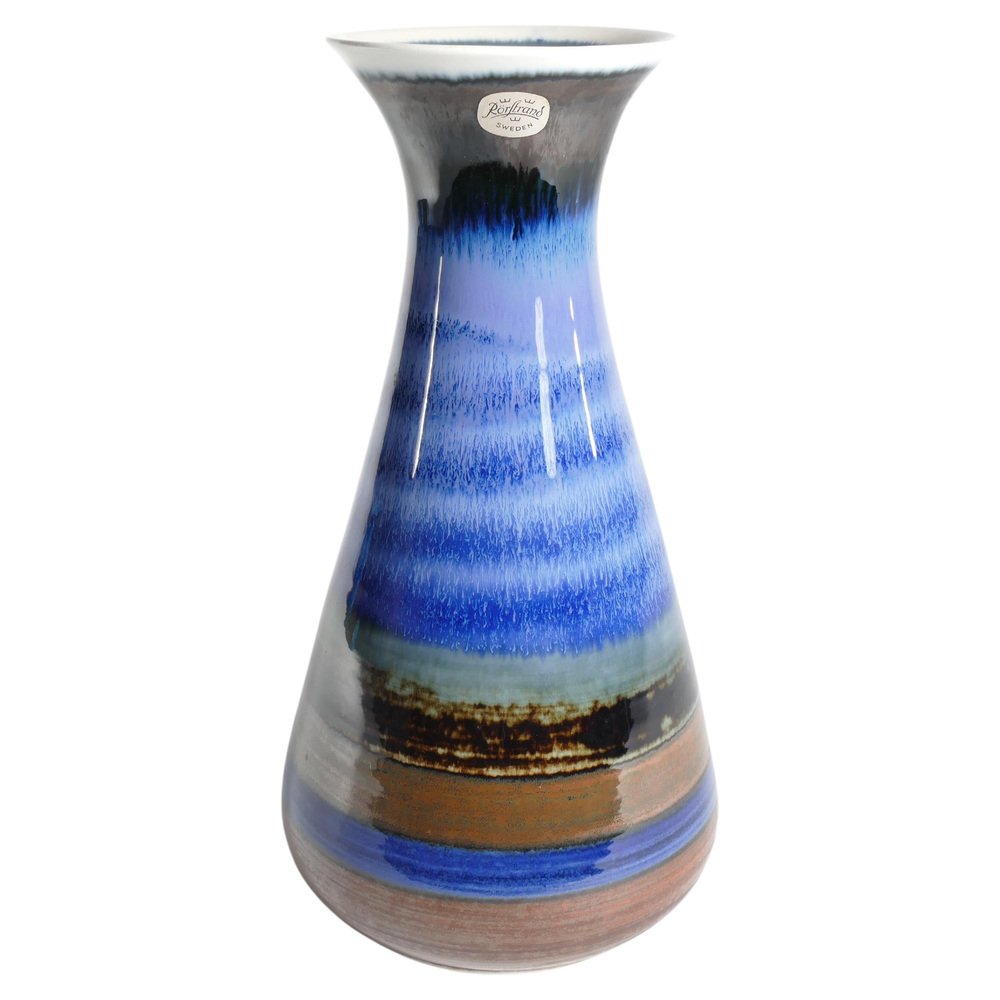 Large Polychrome Stoneware Vase by Gösta Millberg for Rörstrand, Sweden, 1960s