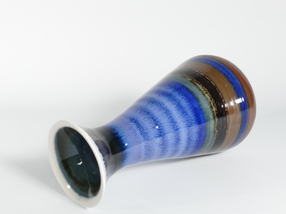 Large Polychrome Stoneware Vase by Gösta Millberg for Rörstrand, Sweden, 1960s