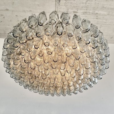 Large Polyhedron Grey Glass Chandelier by Carlo Scarpa from Made Murano Glass-INL-2021894