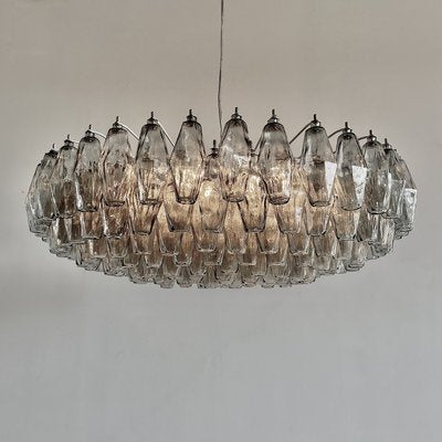 Large Polyhedron Grey Glass Chandelier by Carlo Scarpa from Made Murano Glass-INL-2021894