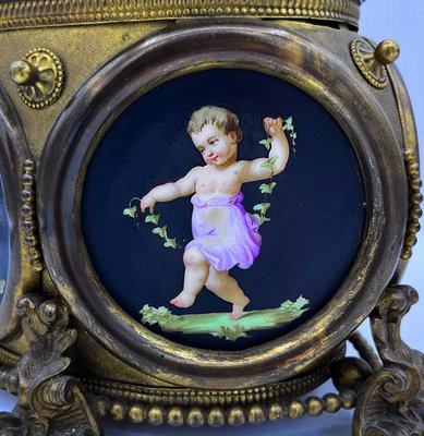 Large Porcelain and Bronze Casket Box with Painted Cherubs, 1850s-OZS-1389626