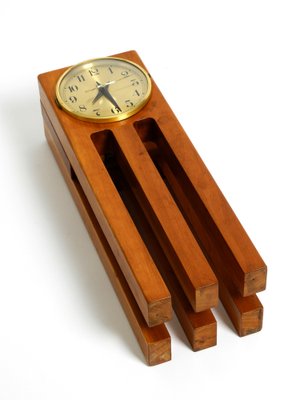 Large Postmodern Table Clock in Cherry Wood, 1980s-RR-1291055