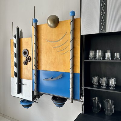 Large Postmodern Wall Unit in Metal and Lacquered Plywood, 1980s-FB-1783644