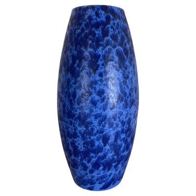 Large Pottery Fat Lava Blue Floor Vase from Scheurich, 1970s-QZ-1671406