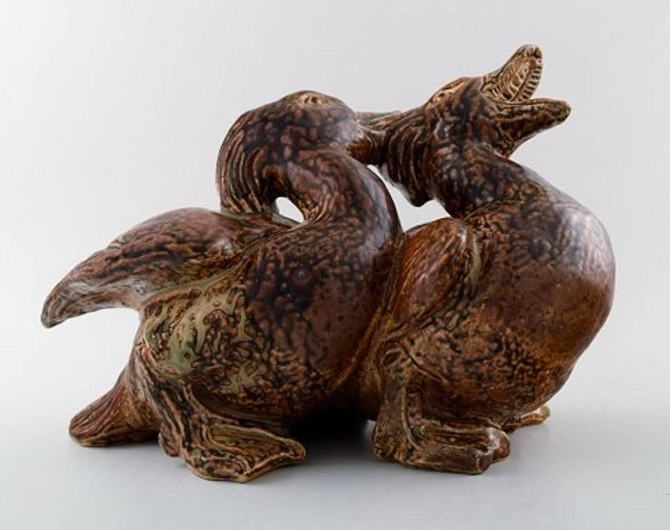 Large Pottery No. 20281 Duck Figure by by Knud Kyhn for Royal Copenhagen, 20th Century