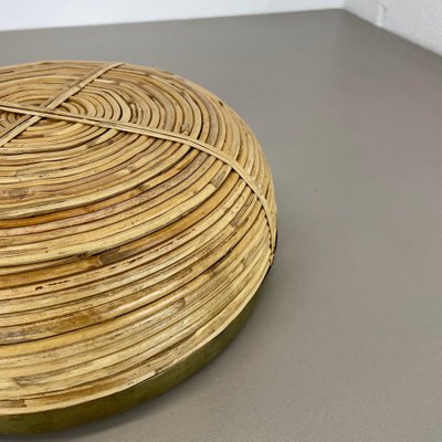 Large Rattan and Brass Bowl in the style of Franco Albini, Italy, 1970s-QZ-1817191