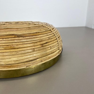 Large Rattan and Brass Bowl in the style of Franco Albini, Italy, 1970s-QZ-1817191