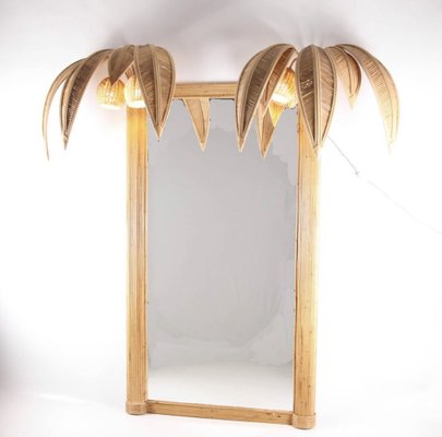 Large Rattan Coconut Mirror, 1990s-DSC-1756887