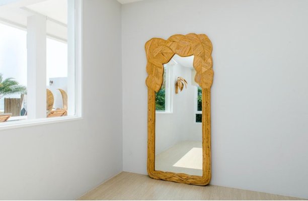 Large Rattan  leaves Mirror, 1990s-DSC-2020154