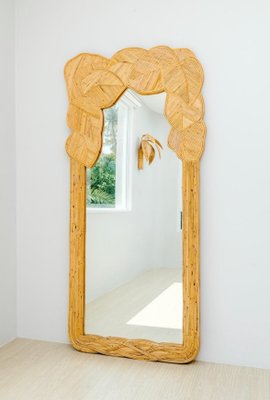 Large Rattan  leaves Mirror, 1990s-DSC-2020154