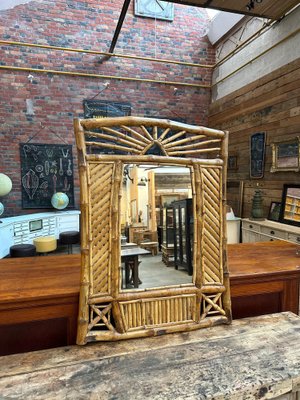 Large Rattan Mirror, 1960s-WSZ-1773721