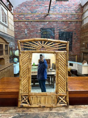 Large Rattan Mirror, 1960s-WSZ-1773721