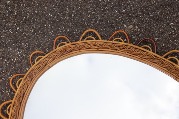 Large Rattan Mirror by Franco Albini, 1960s-KMQ-2028114